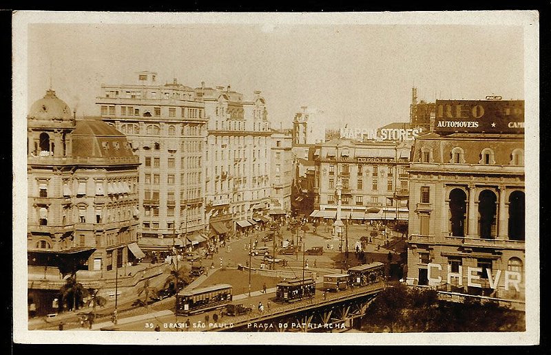 São Paulo - Cartão Postal Antigo Original,  Praça do Patriarca com Bondes