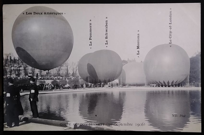Santos Dumont -  Raro Cartão Postal Antigo - Balão As Duas Américas, Copa Gordon Bennett - 1906