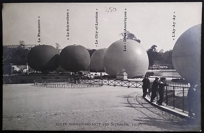 Santos Dumont -  Raro Cartão Postal Antigo - Balão As Duas Américas, Copa Gordon Bennett 2 - 1906