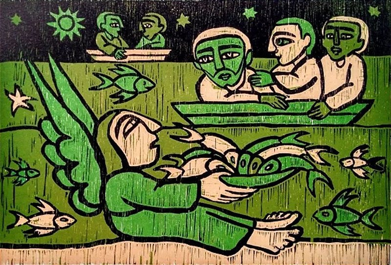 Raimundo de Oliveira - Quadro, Arte em Xilogravura Original, A Pequena Bíblia