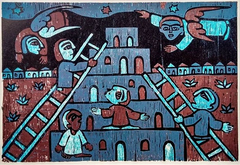 Raimundo de Oliveira - Quadro, Arte em Xilogravura, A Pequena Bíiblia