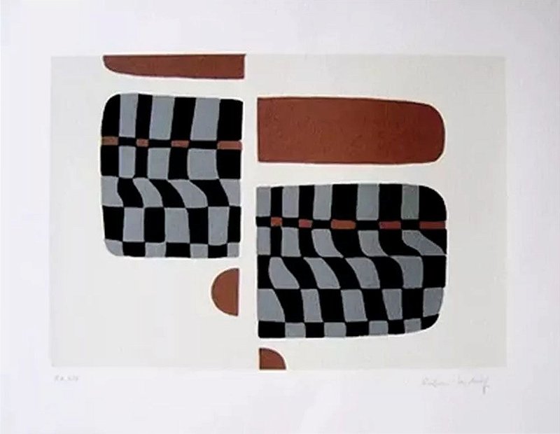 Rubem Ludolf - Arte em Gravura, Prova de Impressão, Serigrafia Assinada e Numerada, Figura Geométrica