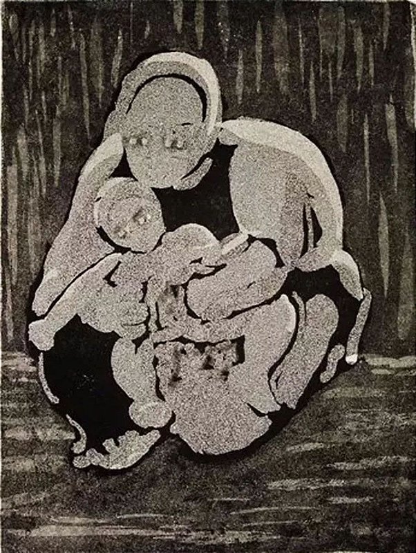 C. Azevedo - Arte em Gravura Prova de Artista Assinada, Maternidade, A Grande Mãe