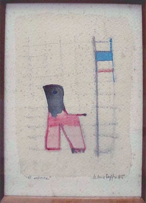 Selma Daffré - Quadro, Arte em Pintura Aquarela, Titulada O Animal, de 1985