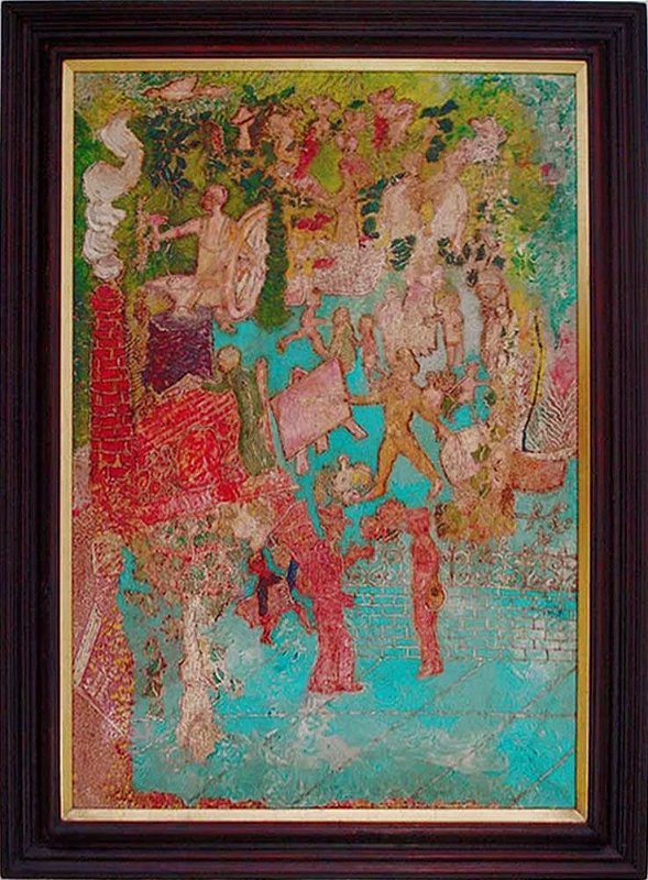 Tito Batini - Quadro, Arte em Pintura, Técnica Mista S/ Madeira Assinada, de 1976