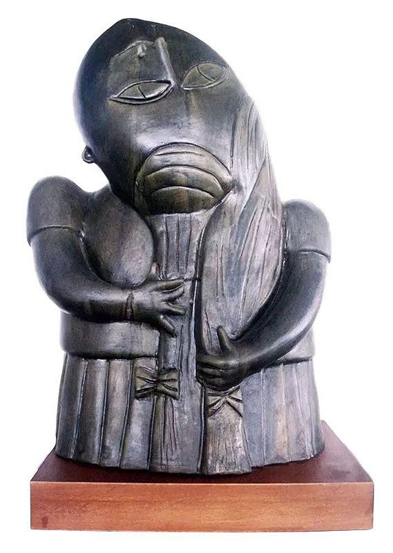 Inos Corradin -  Grande Escultura em Cerâmica,  Menina E Seus Cabelos, Assinada, 58cm de Altura