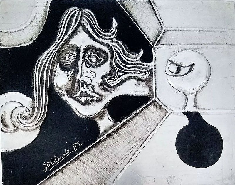 Gallardo - Quadro, Arte em Pintura em Relevo S/ Alumínio, Assinada, 1987