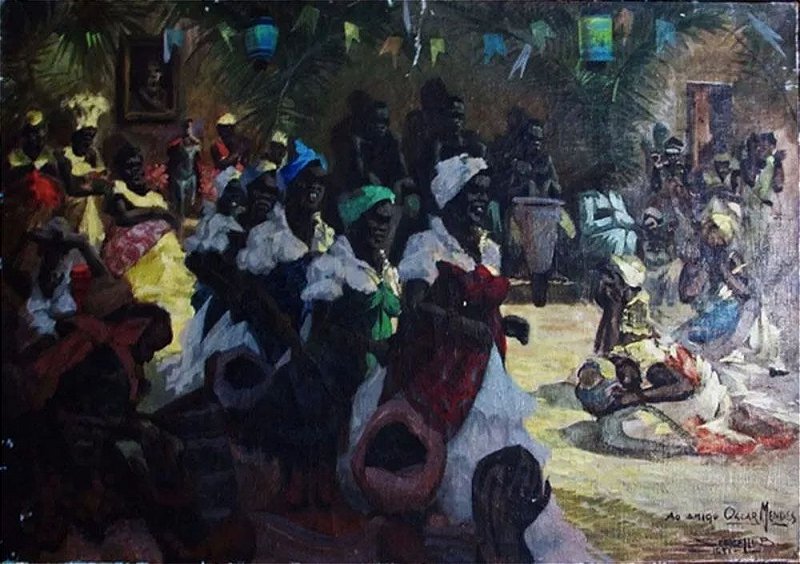 Sercelli B. - Ritual Gira de Umbanda, Quadro, Arte em Pintura OST, Assinada, 1951