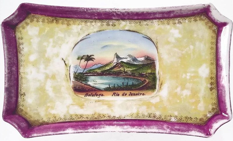 Antiga Bandeja em Porcelana para Coleção, Imagem do Rio de Janeiro, Botafogo