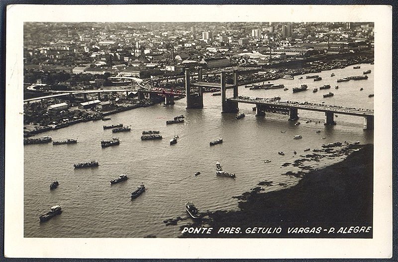 Rio Grande do Sul - Porto Alegre, Ponte Getulio Vargas, Cartão Postal Fotográfico Antigo Original