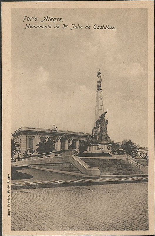 Rio Grande do Sul - Porto Alegre, Monumento a Julio de Castilhos, Cartão Postal Tipográfico Antigo Original