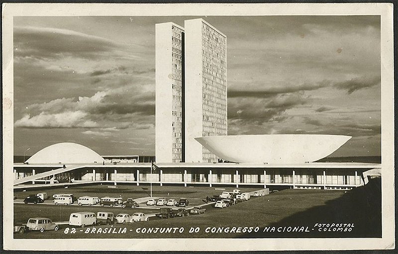 Brasília -Conjunto do Congresso Nacional - Cartão Postal Fotográfico Antigo Original
