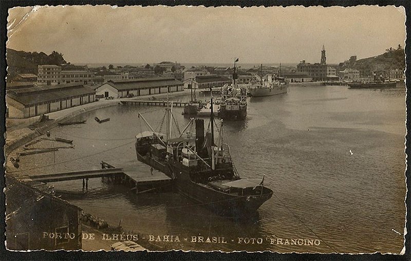 Bahia - Porto de Ilhéus - Cartão Postal Fotográfico Antigo Original