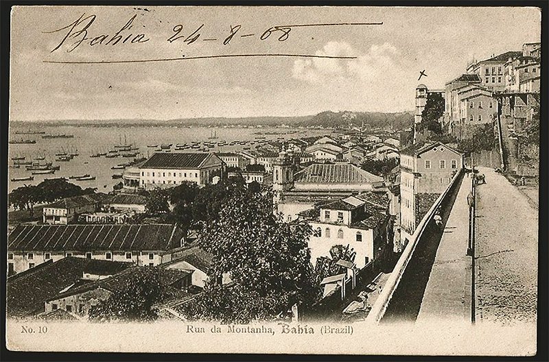 Bahia  - Rua da Montanha - Cartão Postal Tipográfico Antigo Original de 1908