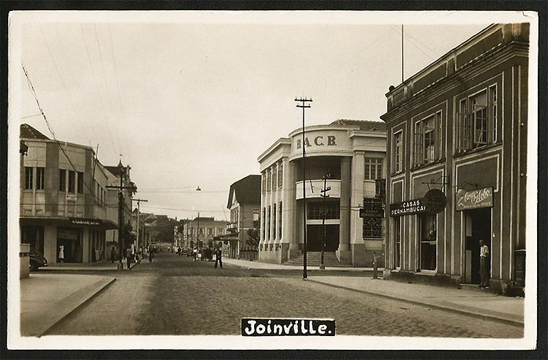 Santa Catarina - Joinville - Rua 15 de Novembro - Cartão Postal Fotográfico Antigo Original 
