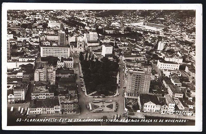 Santa Catarina -Florianópolis, Praça 15 de Novembro - Cartão Postal Fotográfico Antigo Original