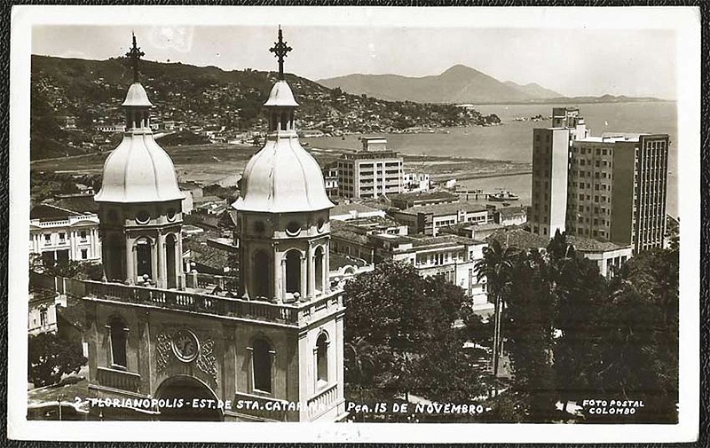 Santa Catarina -Florianópolis, Praça 15 de Novembro - Cartão Postal Fotográfico Antigo Original