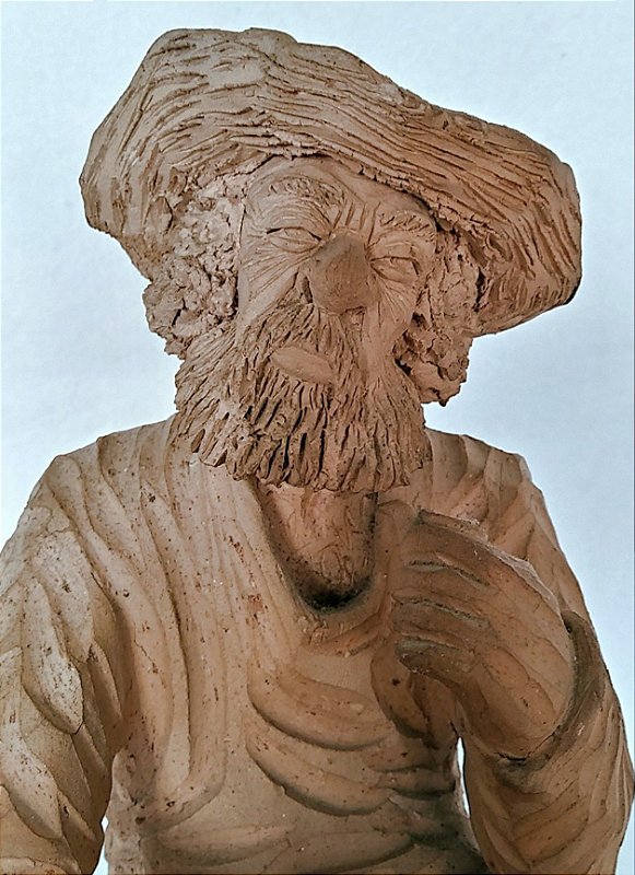 Escultura de Barro Cozido - Vendedor De Cacau
