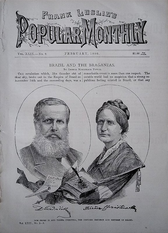 Dom Pedro II e D. Teresa Christina - Reportagem na Revista Americana Popular Monthly, Original de 1890 - Lenach
