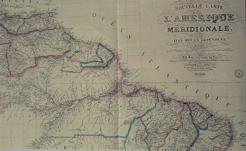 Mapa do Brasil, Original de 1834,  Amerique Meridional, Editado na França