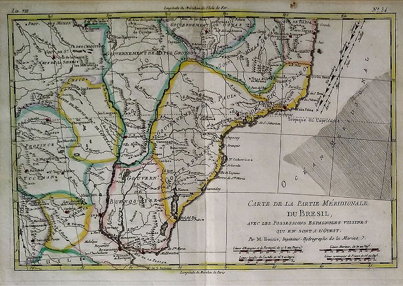 Mapa Do Brasil Original De 1781, Colorizado a Mão, Editado Na França