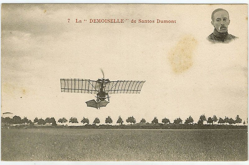 Santos Dumont - Cartão Postal Antigo, Apresentação do Avião La Demoiselle