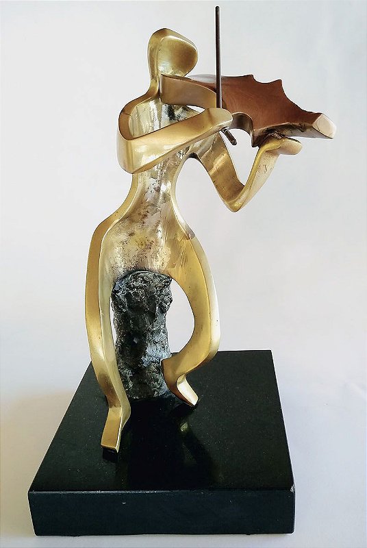 Graça Baião - Escultura Em Bronze Figura de Violinista