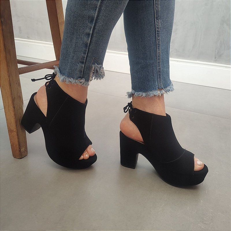 Sandália Plataforma Horqueta Meia Pata AnkleBoot Openboot - Hola