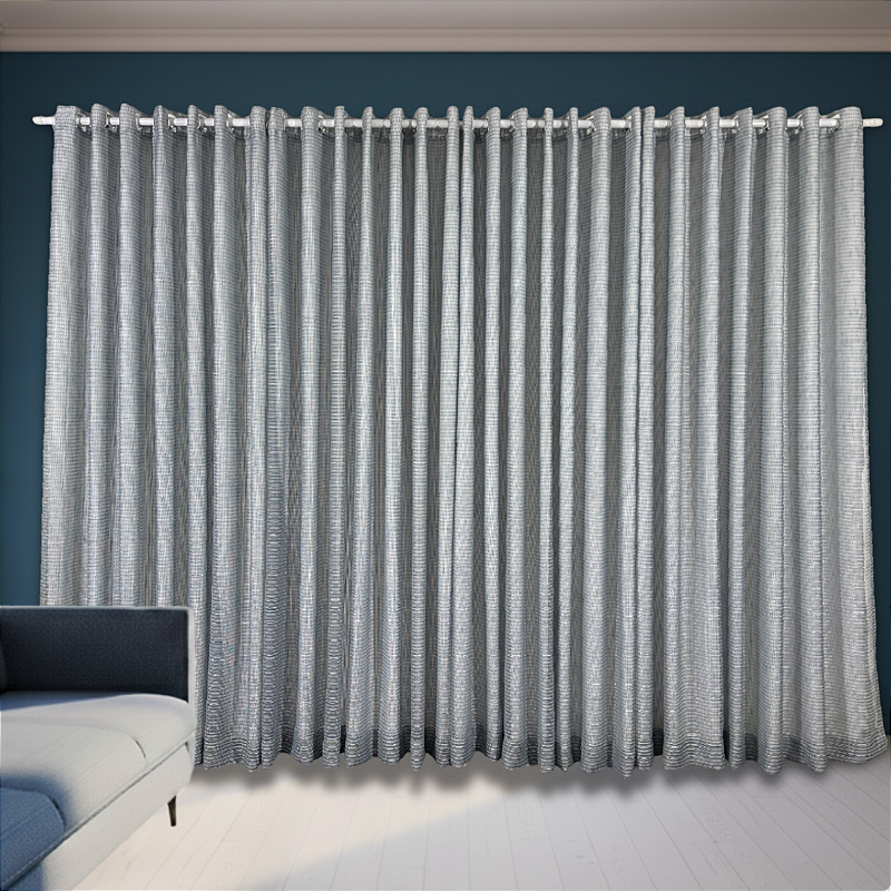 Cortina Tela Tricô Cinza com Forro Oxford 4,20x2,50m Quarto e Sala