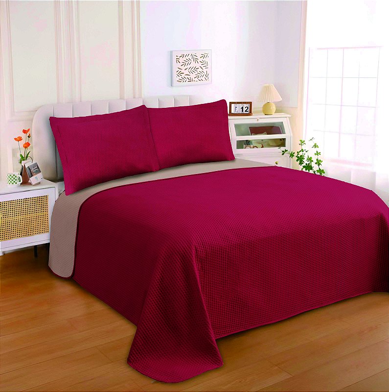 Kit Colcha 3 Peças Duo Dupla Face Ultrassonic Malbec Sultan