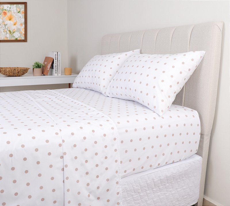 Jogo De Cama Lençol Poa 180 Fios Sultan Sonhare Prata - Fendi