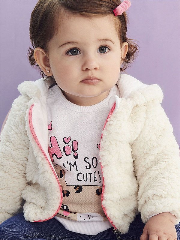 Casaco Bebe Branco Com Orelhas - bambolê - loja de roupa infantil e teens