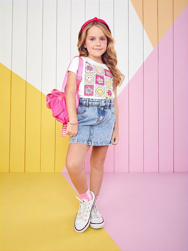 Saia Jeans Infantil Com Detalhe Cos - bambolê - loja de roupa infantil e  teens