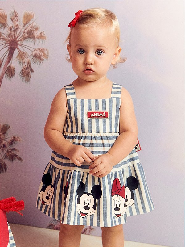 Vestido Bebe Mickey E Minnie Listrado - bambolê - loja de roupa infantil e  teens