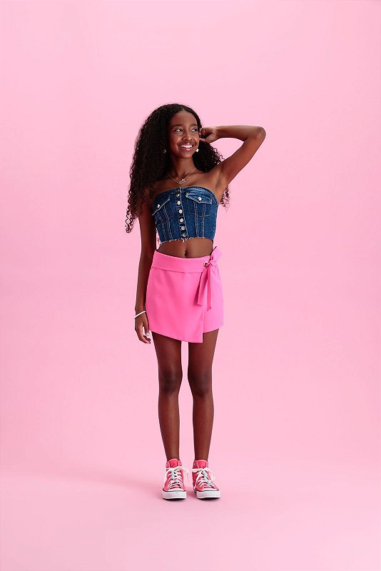 Corselet Teen Jeans Vanilla bambolê loja de roupa infantil e teens