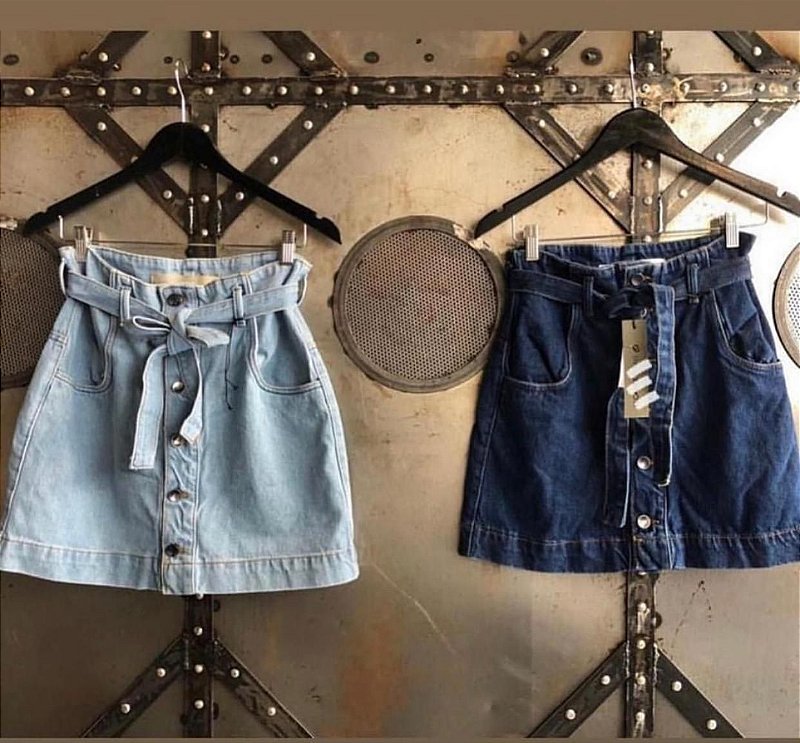 Saia jeans cheap vintage botoes