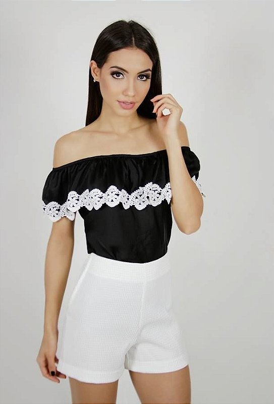 Short cos alto branco Clearance