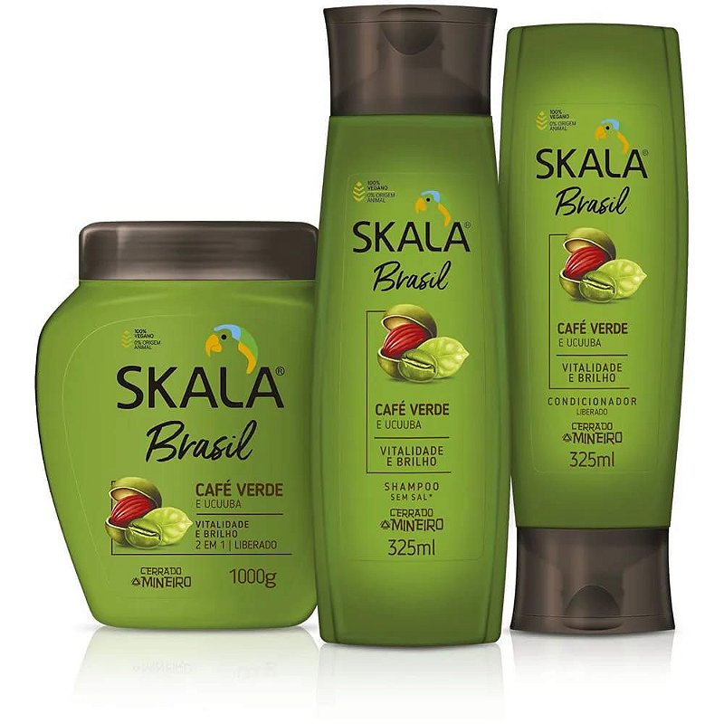 Skala Brasil Kit Shampoo, Creme de Tratamento e Condicionador Café