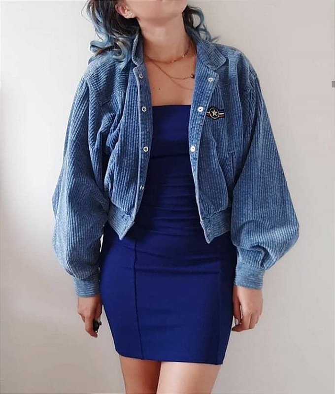 vestido colado azul