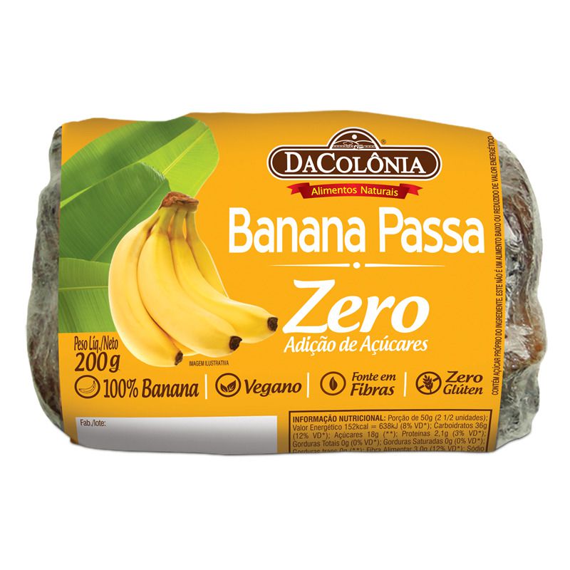 Banana Passa Zero Açúcar 200g Loja Virtual Dacolônia Alimentos Naturais