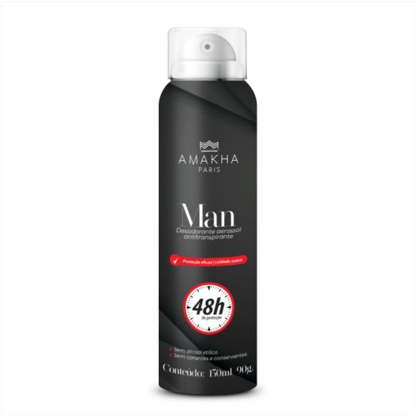 Desodorante Antitranspirante 48 Horas - Masculino 90g - PA Express Amakha  Paris