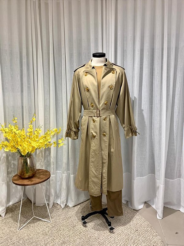 BURBERRY Trench coat comprido masculino bege GG - Second