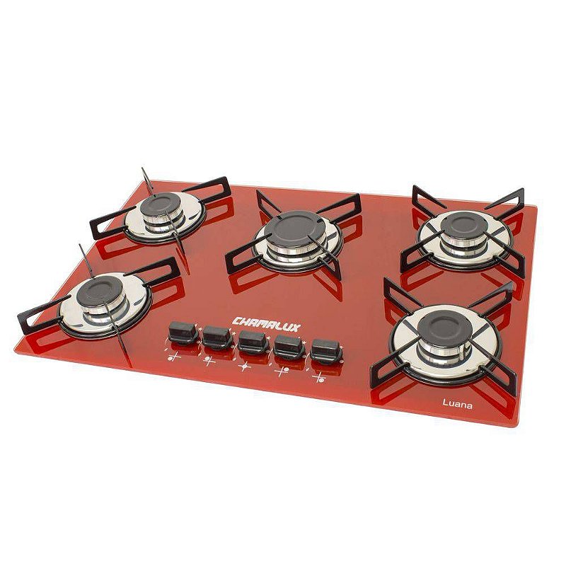 Cooktop 5 Bocas Ultra Chama Bivolt Vermelho Chamalux 080 Bemvindo à