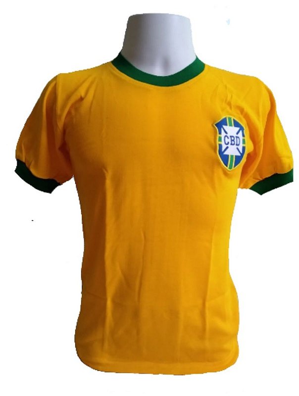 Camisa Retrô Seleção Brasileira 1978 - Amarelo Mangas Curtas