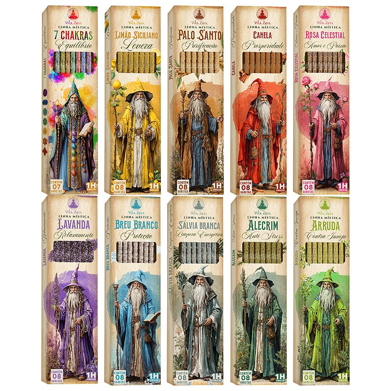 INCENSO VILA ZEN LINHA MÍSTICA 08 VARETAS - Lotus Loja