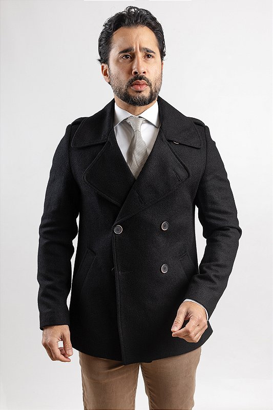 Casaco de Lã Peacoat Preto - Arm&Für Alfaiataria