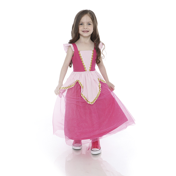 Vestido fantasia infantil Princesa Aurora 100% algodão - Baby Fashion & Fun