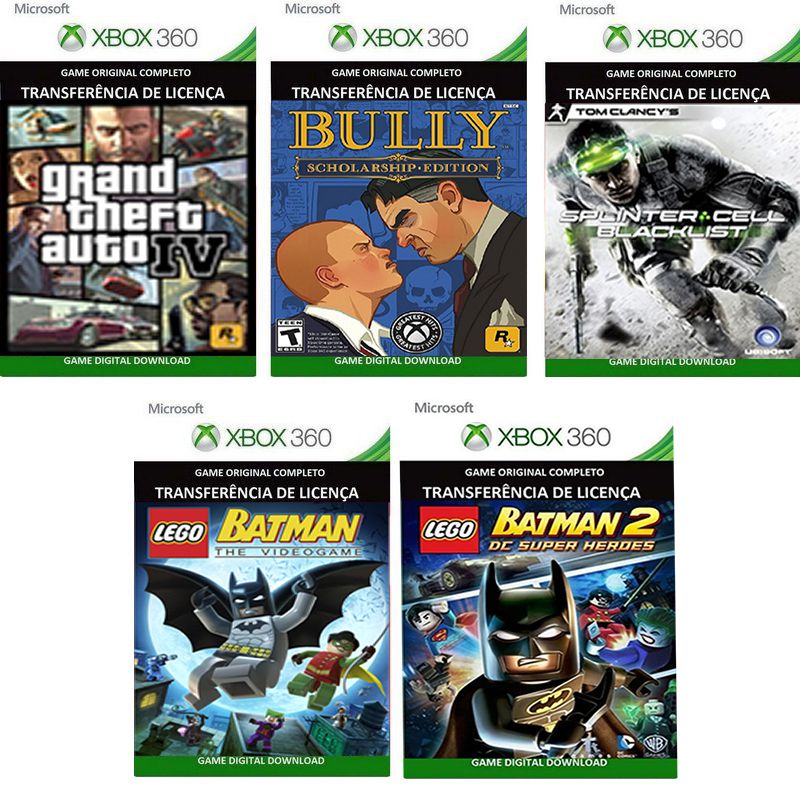 Kit 2 Jogos GTA V + Bully Xbox 360 Mídia Digital Original – Alabam