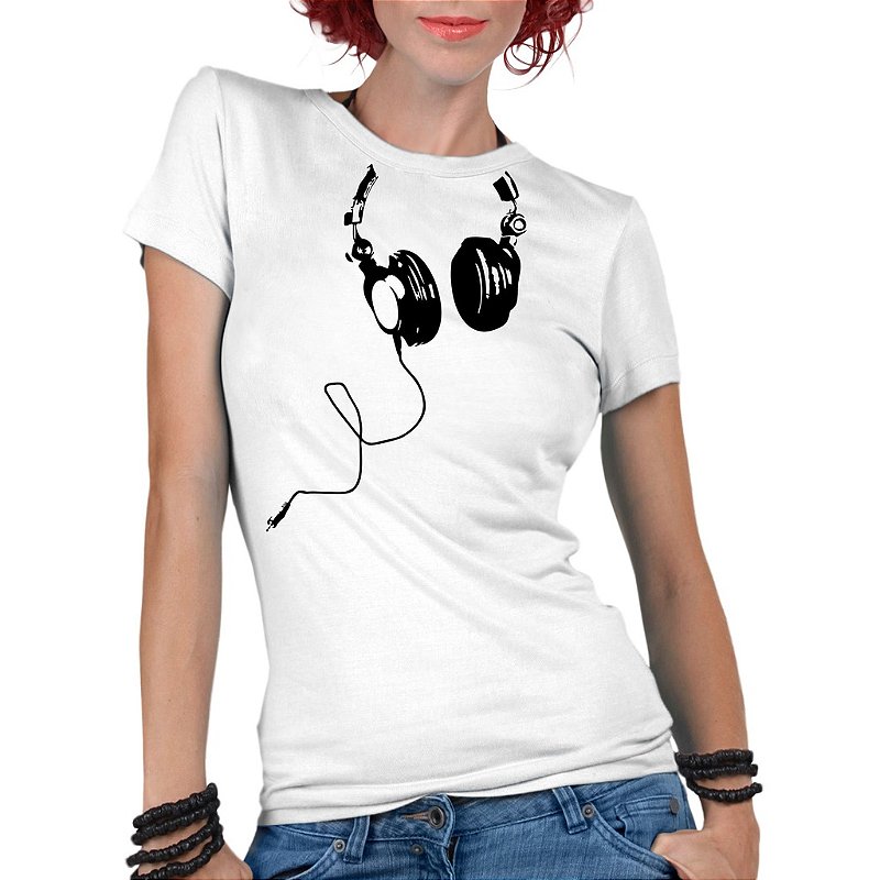 Camiseta Feminina Fones Ouvido Nerd Geek Gamer DJ Música ...