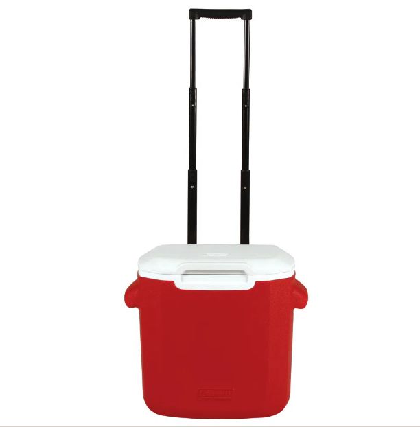 Caixa térmica Coleman 16QT Vermelha C/Rodas - Ciclone Magazine